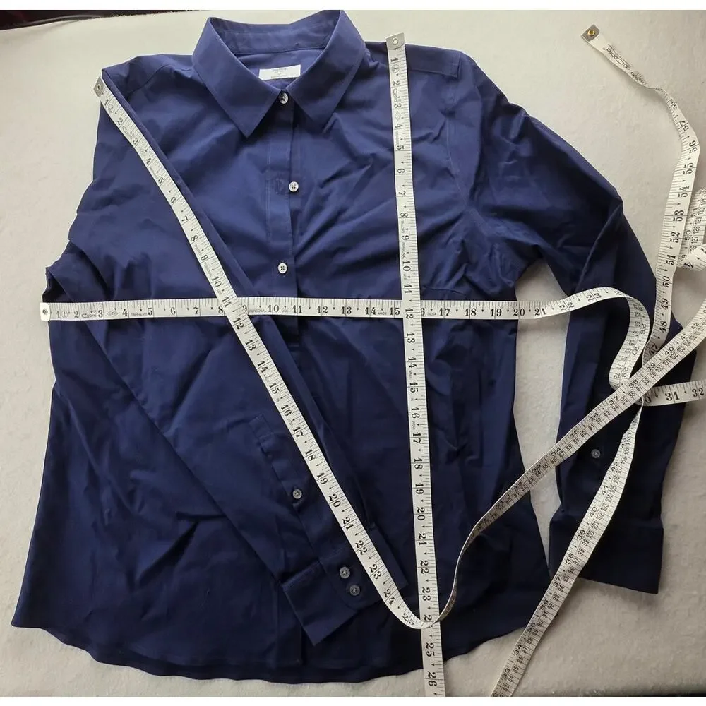 Untuckit For Her Blue Button Down Shirt Size 10